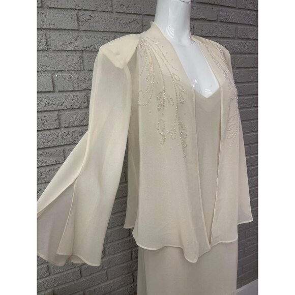 R&M Richards Women's Formal Cream Sequin Dress with Jacket Mother of the Bride 2 - Picture 1 of 13
